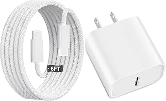iPhone 17 Fast Charger,iPhone Charger Fast Charging USB C Wall Chargers Block Plug Type C 6FT USB C to C Woven Charging Cable Cord for iPhone 17 Pro Max/17 Pro/17 Air/16 Pro Max/16 Plus/16/15/iPad Pro
