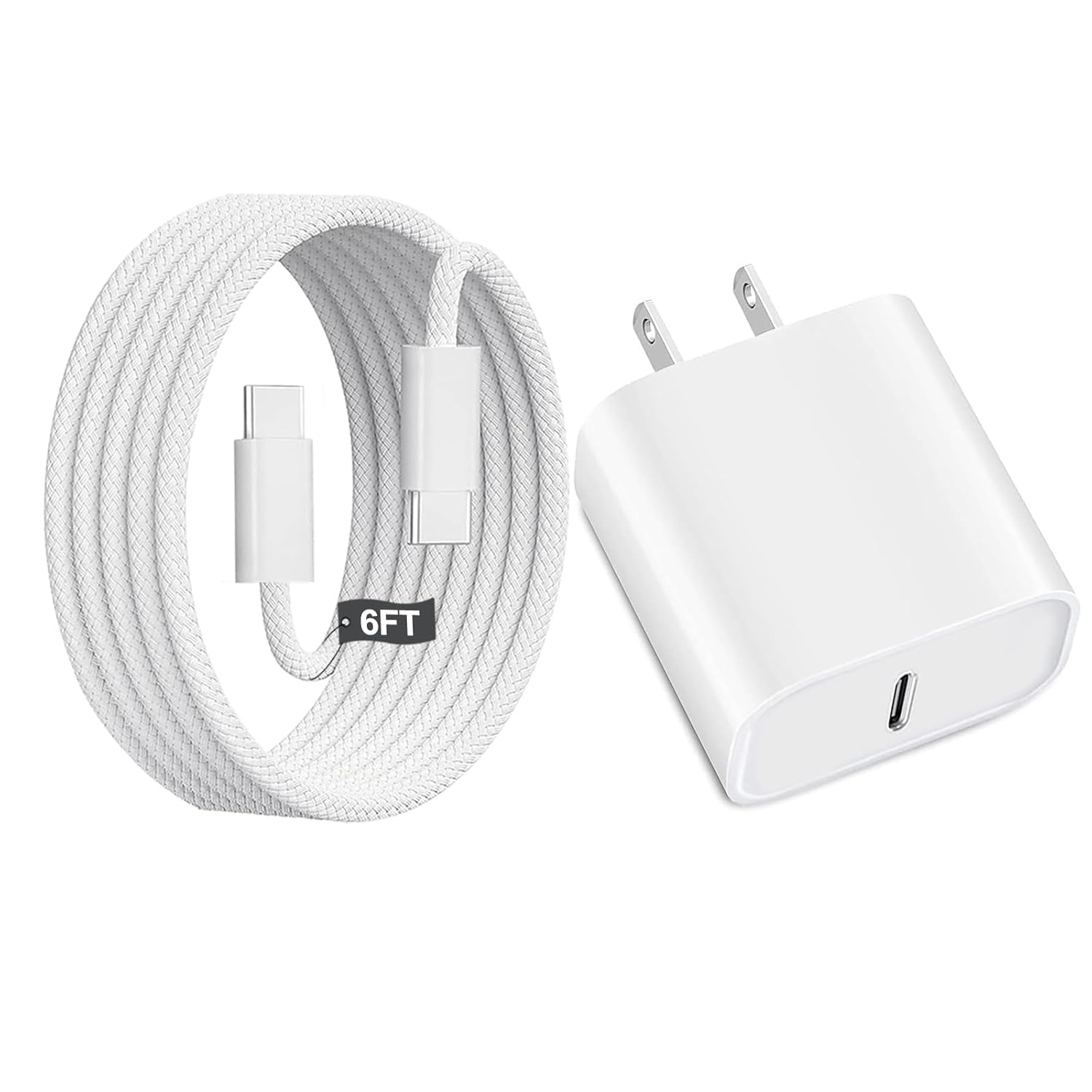iPhone 17 Fast Charger,iPhone Charger Fast Charging USB C Wall Chargers Block Plug Type C 6FT USB C to C Woven Charging Cable Cord for iPhone 17 Pro Max/17 Pro/17 Air/16 Pro Max/16 Plus/16/15/iPad Pro
