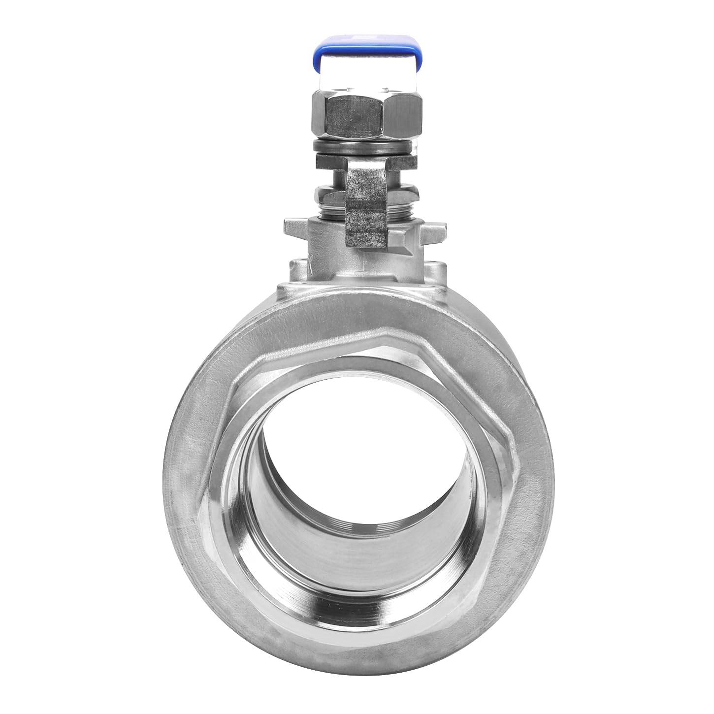 DERNORD Vollanschluss-Kugelhahn Edelstahl 304 Heavy Duty für Wasser, Öl und Gas mit blauen Verriegelungsgriffen (2,5 Zoll NPT)