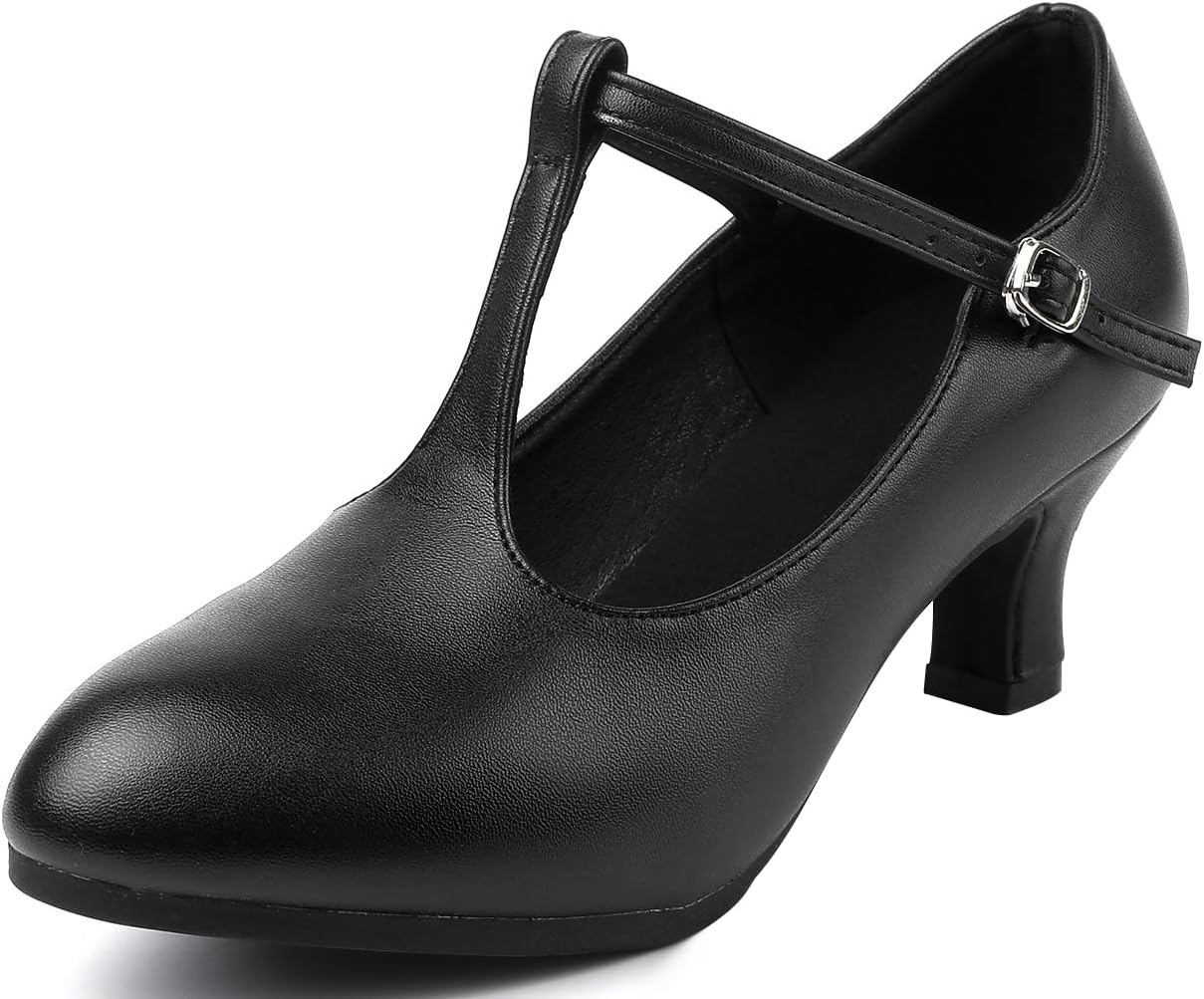 2'' Character Shoes for Women T-Strap Dance Heels for Ballroom Latin Salsa Flamenco Tango