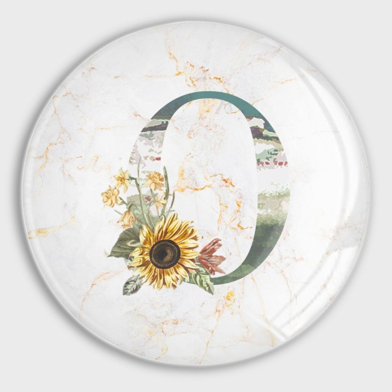 Lot de 4 aimants de réfrigérateur monogramme initiale O pour tableau blanc, lettres de l'alphabet jaune, motif floral, aimants en verre mignons, aimants familiaux, pour casier, tableau