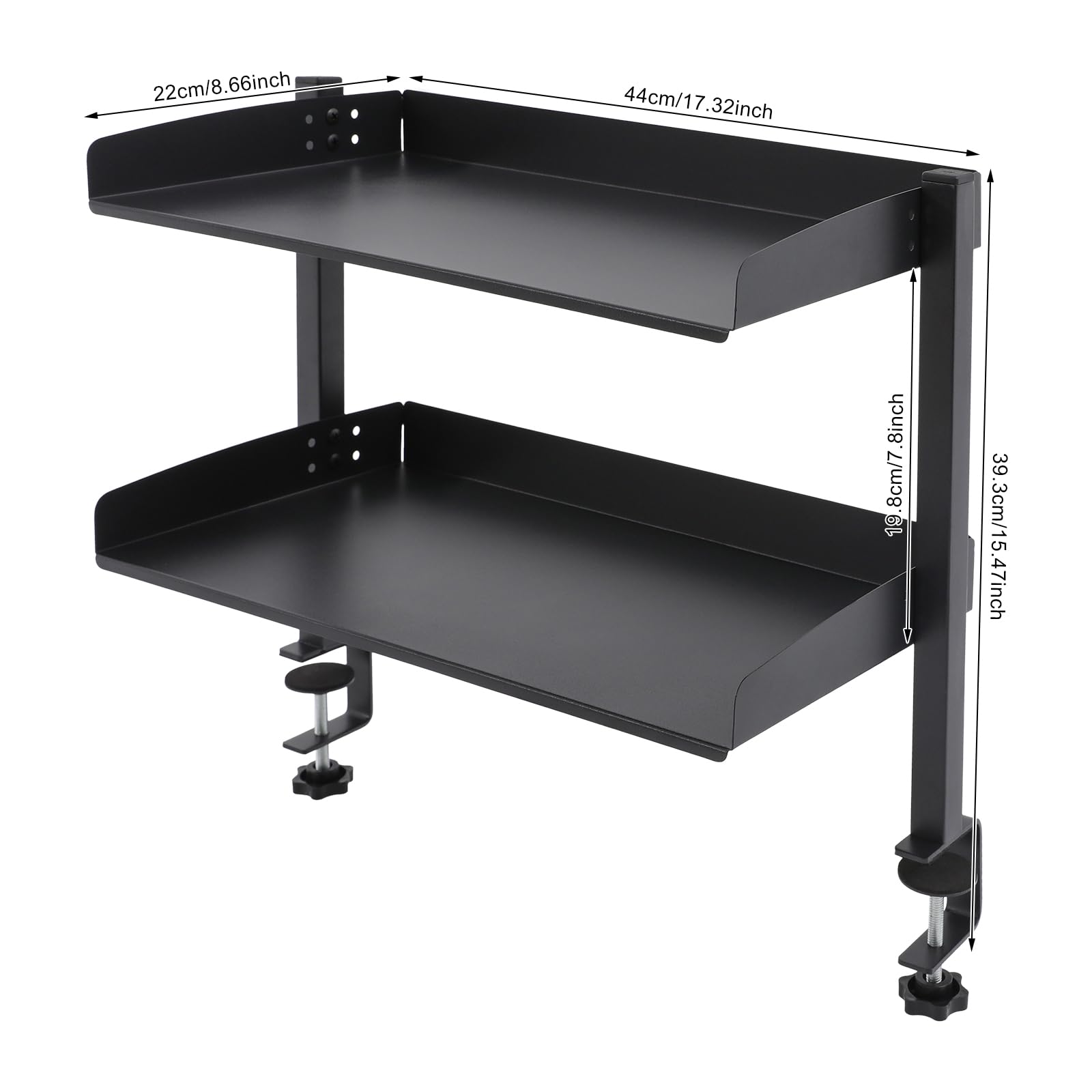 Étagère de bureau à pince à 2 étages - Étagère de bureau à pince - Noire - 44 x 22 x 39 cm
