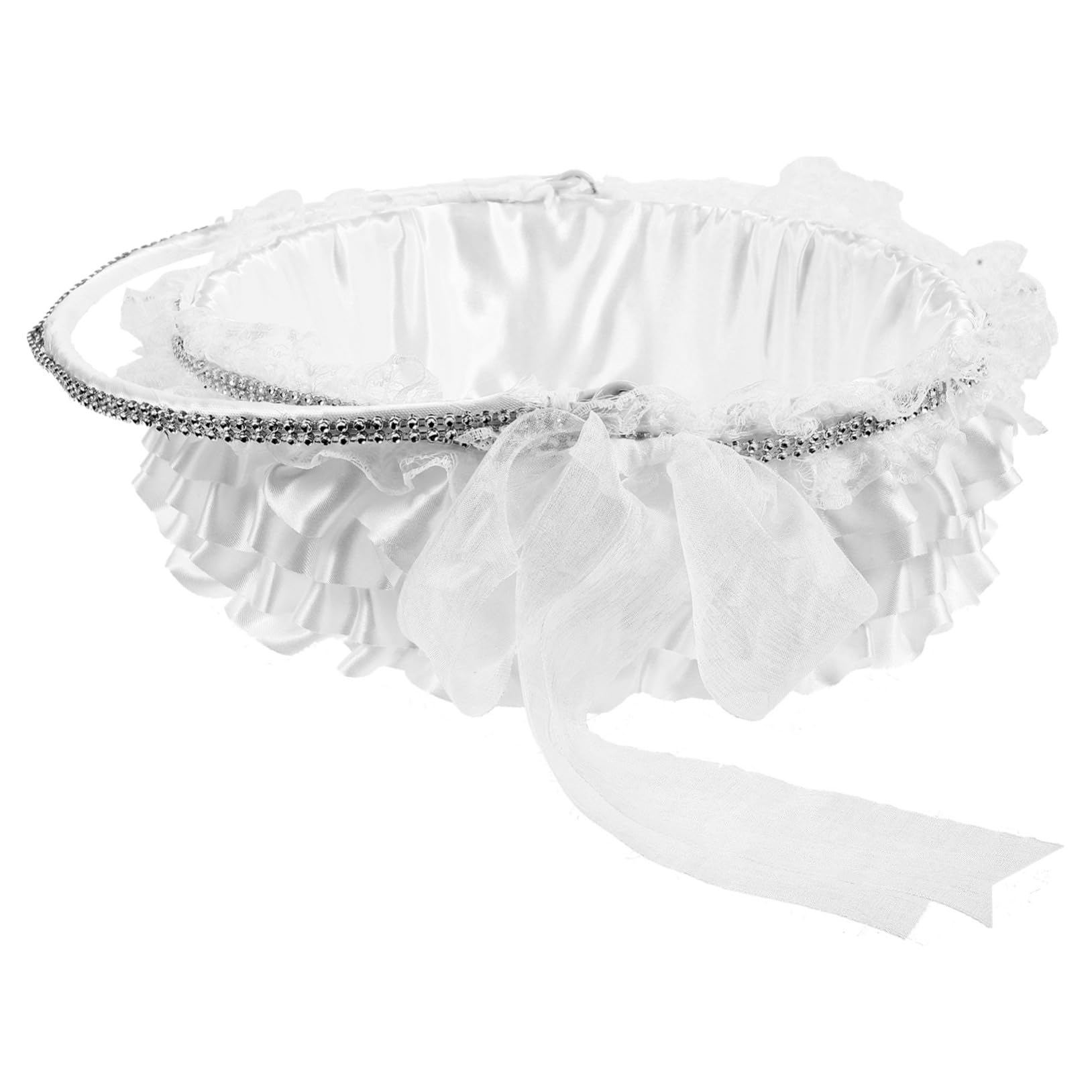 Cabilock Cesto per Damigelle D'onore Bianco in Pizzo Romantico, Cestino da Matrimonio Portatile Decorativo per Fiori e Dolcetti, per Cerimonie Nuziali e Banchetti