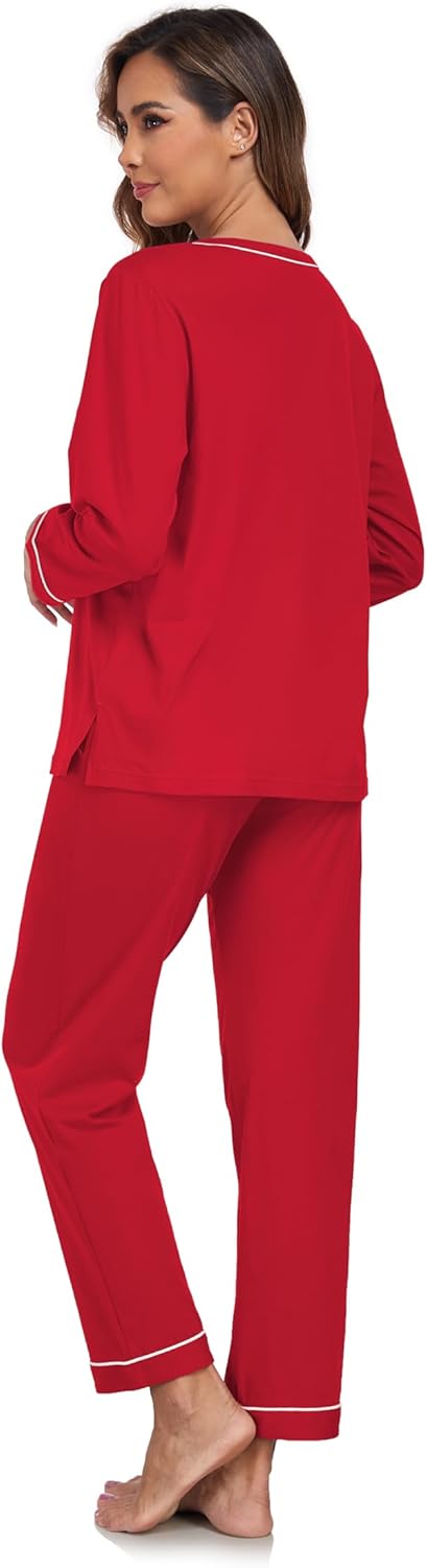 EA'S SECRET 100% cotton Pajamas for Women Long Sleeve Top with Pants 2 Piece Soft Lounge Sleepwear with pocket - Image 5