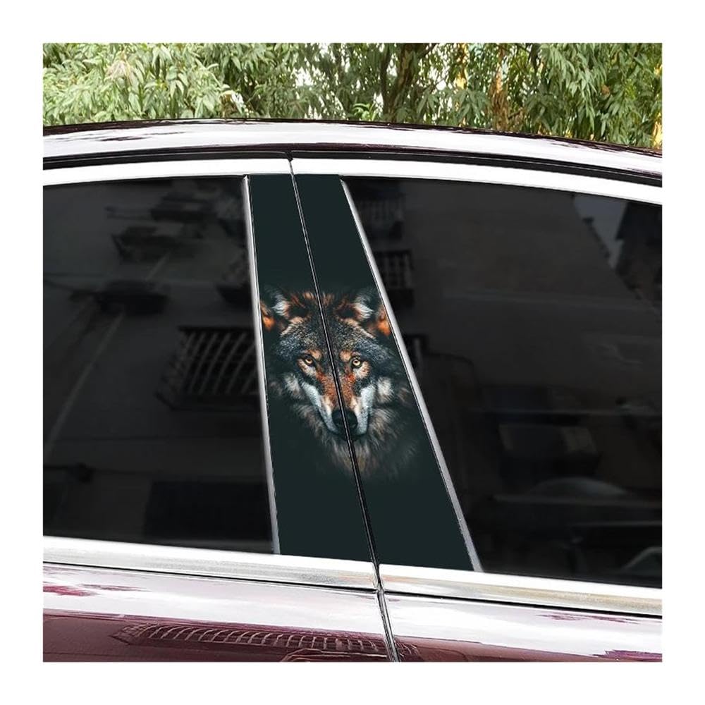 Body Parts 2pcs Animal Style Wolf Head Car B-Pillar Sticker Covering Scratched Car Center Pillar Sticker DIY(G)