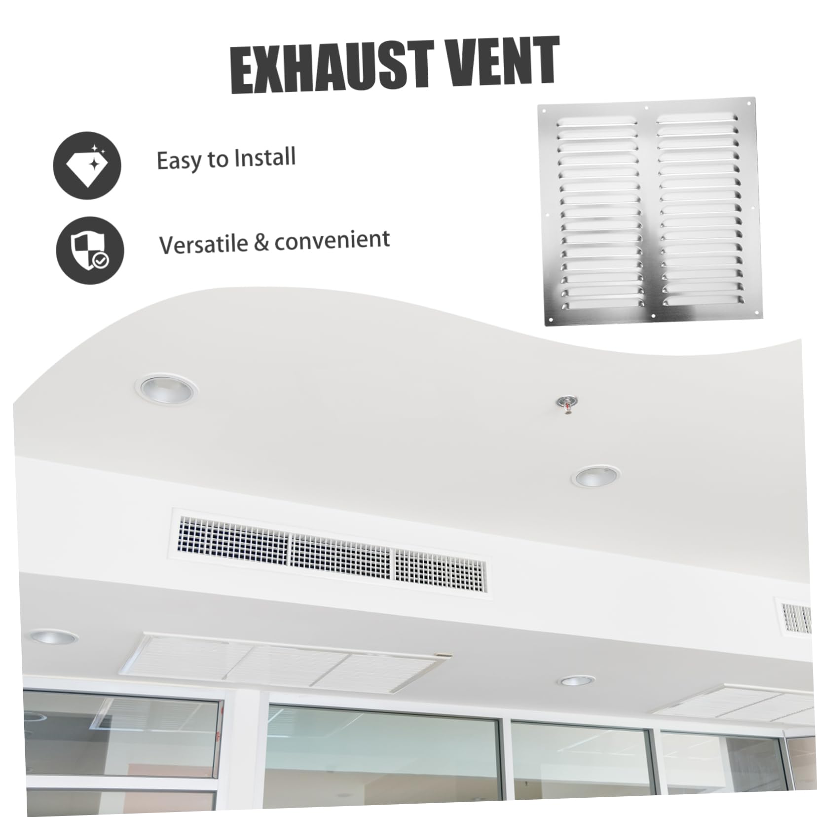 DOITOOL 2 Pièces bouches de climatisation déflecteur grille d aeration évent de garage Couvercle du ventilateur d'extraction de plafond gril de ventilation grille d'aération Silver