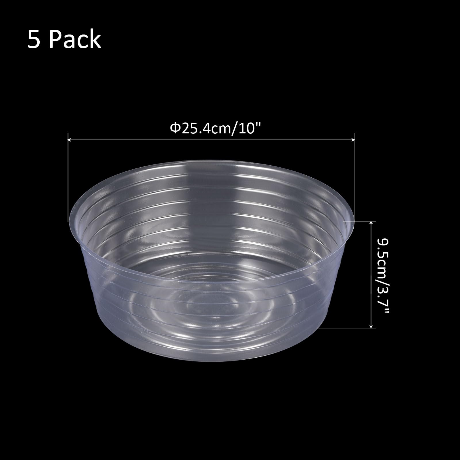 M METERXITY 5 Pack Planter Saucers - Thin Plastic Plant Tray Flowerpot Drip Trays Round Apply to Outdoor/Garden (10 Inch, Clear) - Image 3