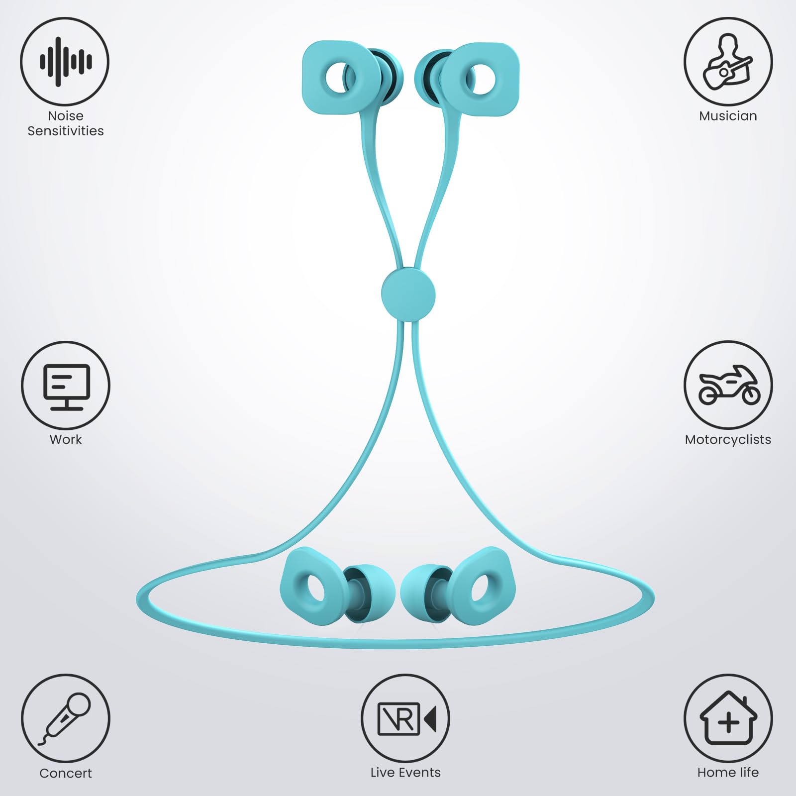 2 pares de tapones para los oídos para dormir, tapones reutilizables para los oídos con 8 pares de almohadillas para los oídos y un cable conector, tapones suaves para los oídos para reducción de