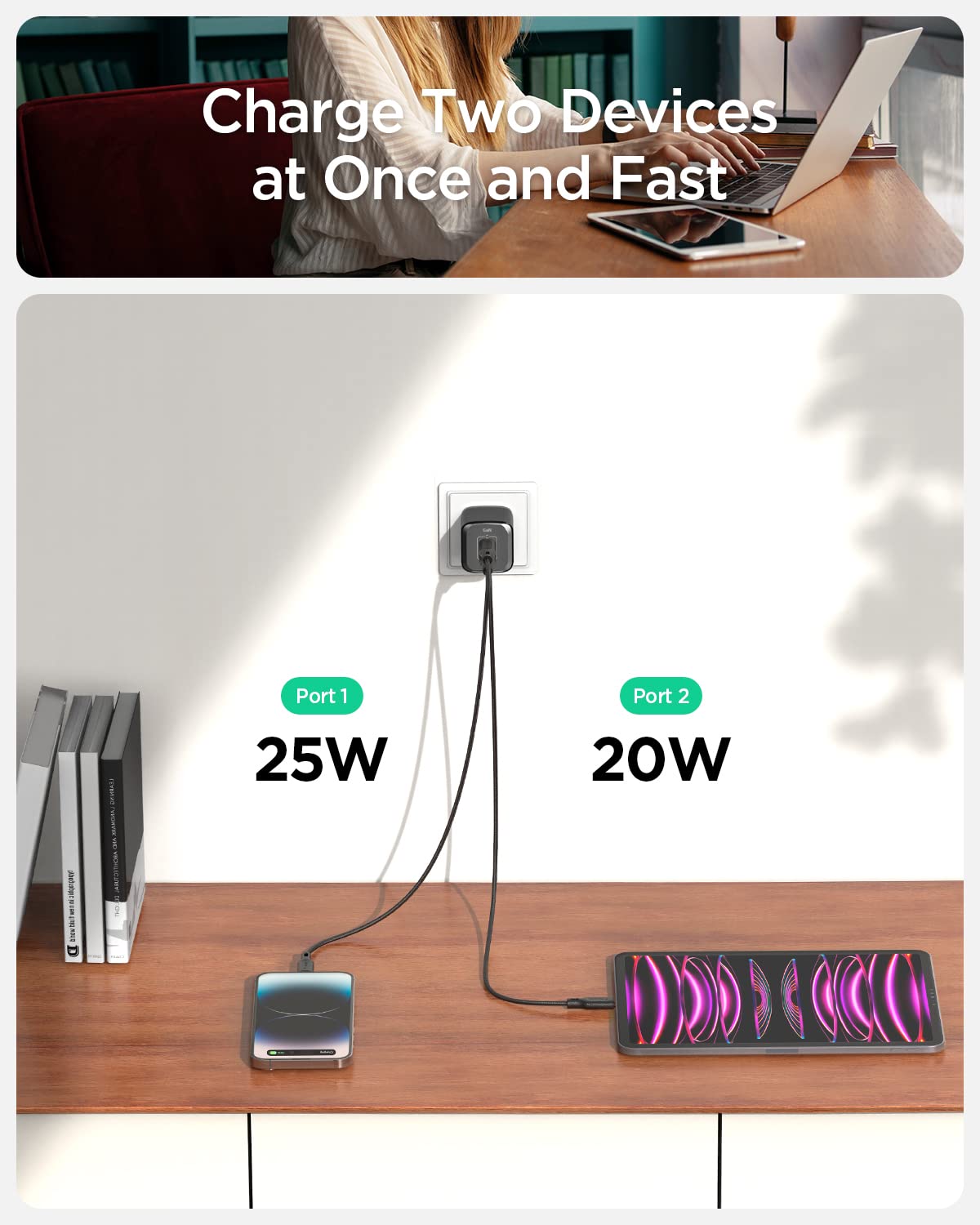 Spigen Gan 352 Total 35w 2 Ports Gan Iii Tech Dual Usb C Wal | Envío Gratis