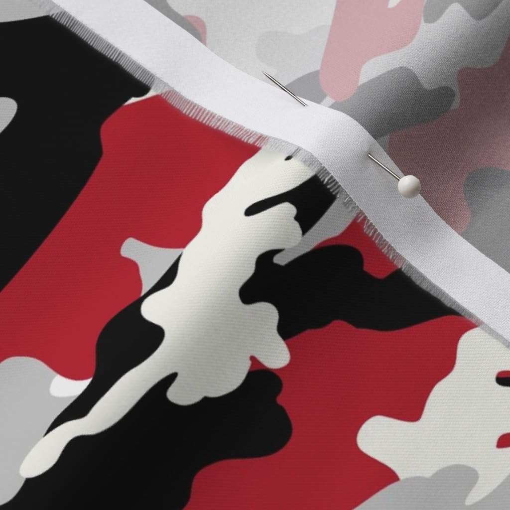 Spoonflower Fabric - Camouflage Camo Black Red Grey Woodland Army Lumberjack Printed on Organic Cotton Sateen Fabric by The Yard - Sewing Quilting Apparel Home Decor