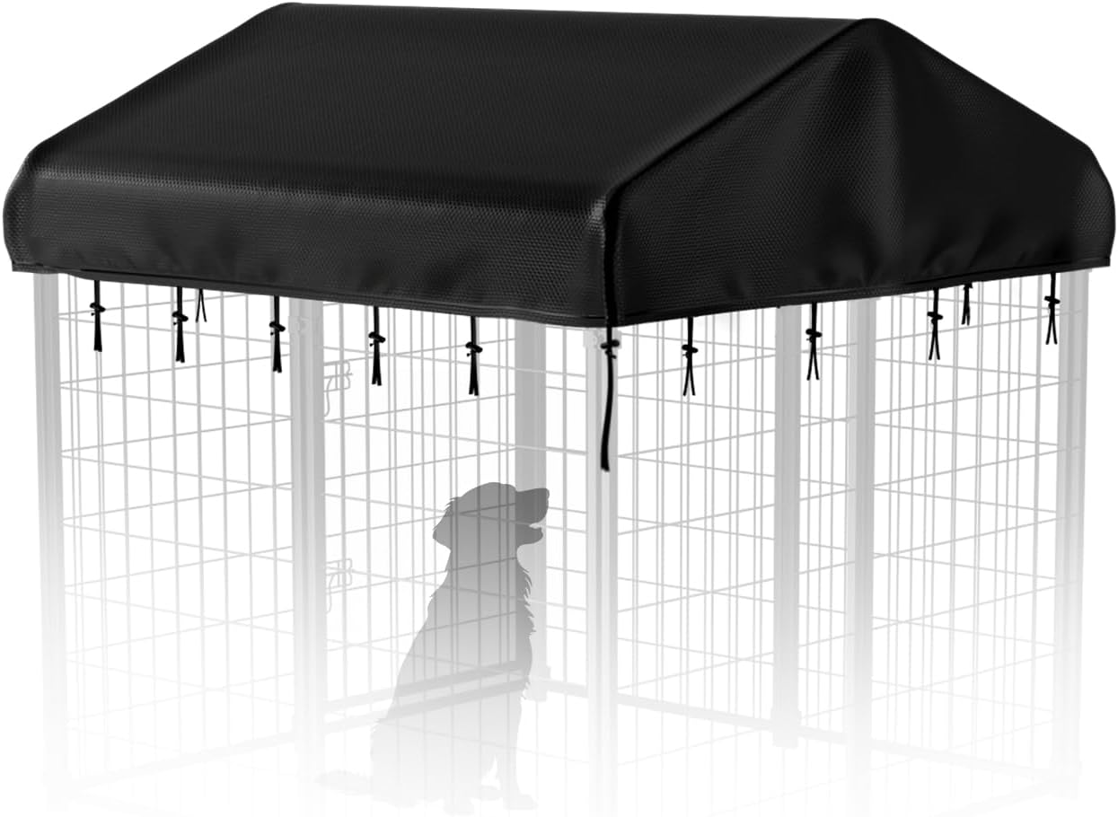 PawGiant Outdoor Dog Kennel Cover Replacement, 600D Waterproof Oxford Cloth for 10ft Dog Kennel Enclosure with Windproof Drawstrings Outside, Large