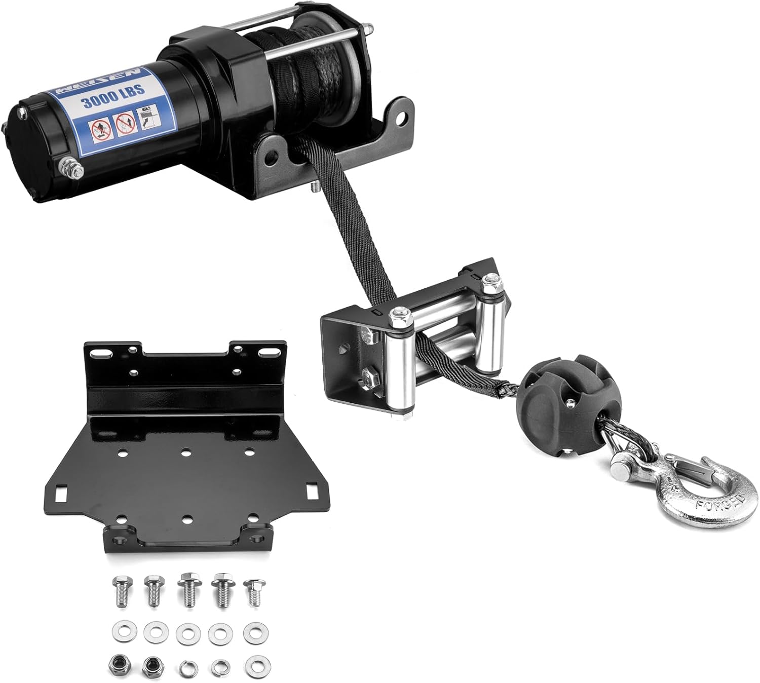 WeiSen 3000lb Electric Winch Kit with Rocker Switch and Winch Mount Compatible with Yamaha Grizzly 550 700 2007-2015