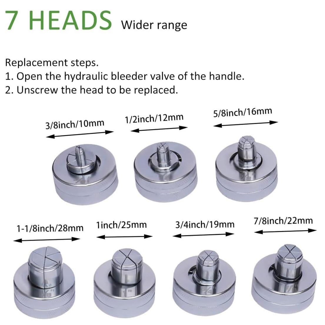 Kit de herramientas de expansión de tubos de cobre hidráulico con cortador de tubos y cabezales expansores 7/11 para tuberías de 3/8 a 1-1/8 pulgadas, herramienta de estampado manual para necesidades