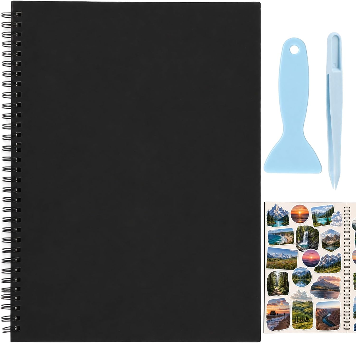 Large Reusable Sticker Book Collecting Album, 8.26 x 11 Inch Sticker Storage Organizer with 40 Sheets Blank Release Paper, Restickable Stickers Organizer Notebook with Tools