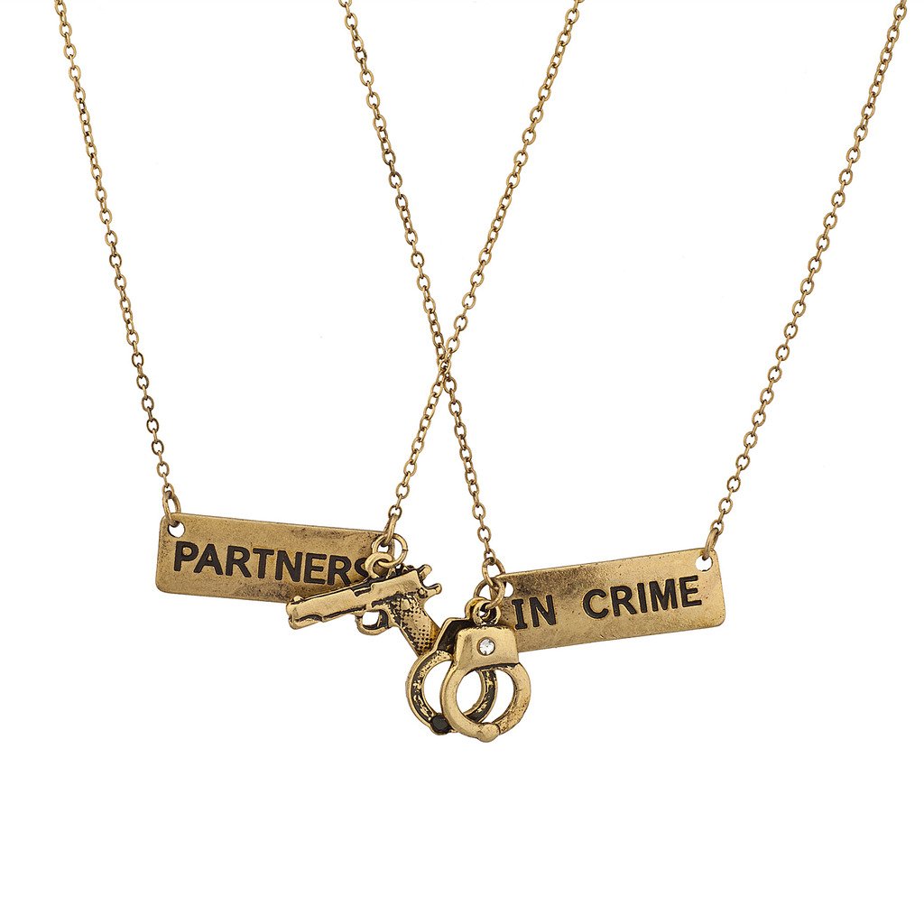 Lux AccessoriesPartners in Crime Gun Handcuff Friendship BFF Necklace
