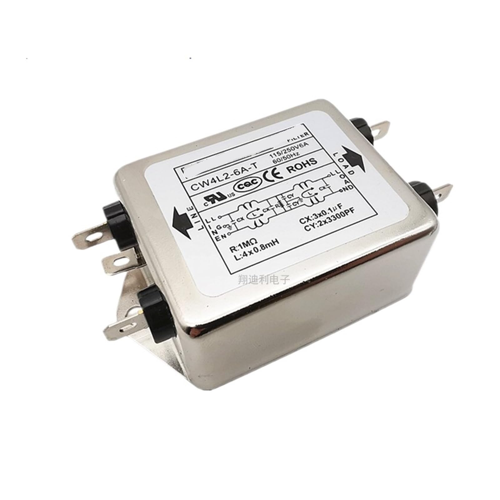 WBBAYDRFR Single-Phase Power Filter CW4E-30A-S 10A 20A 30A Double-Stage Purification AC 220V Terminal Block(CW4L2-6A -T 6A)