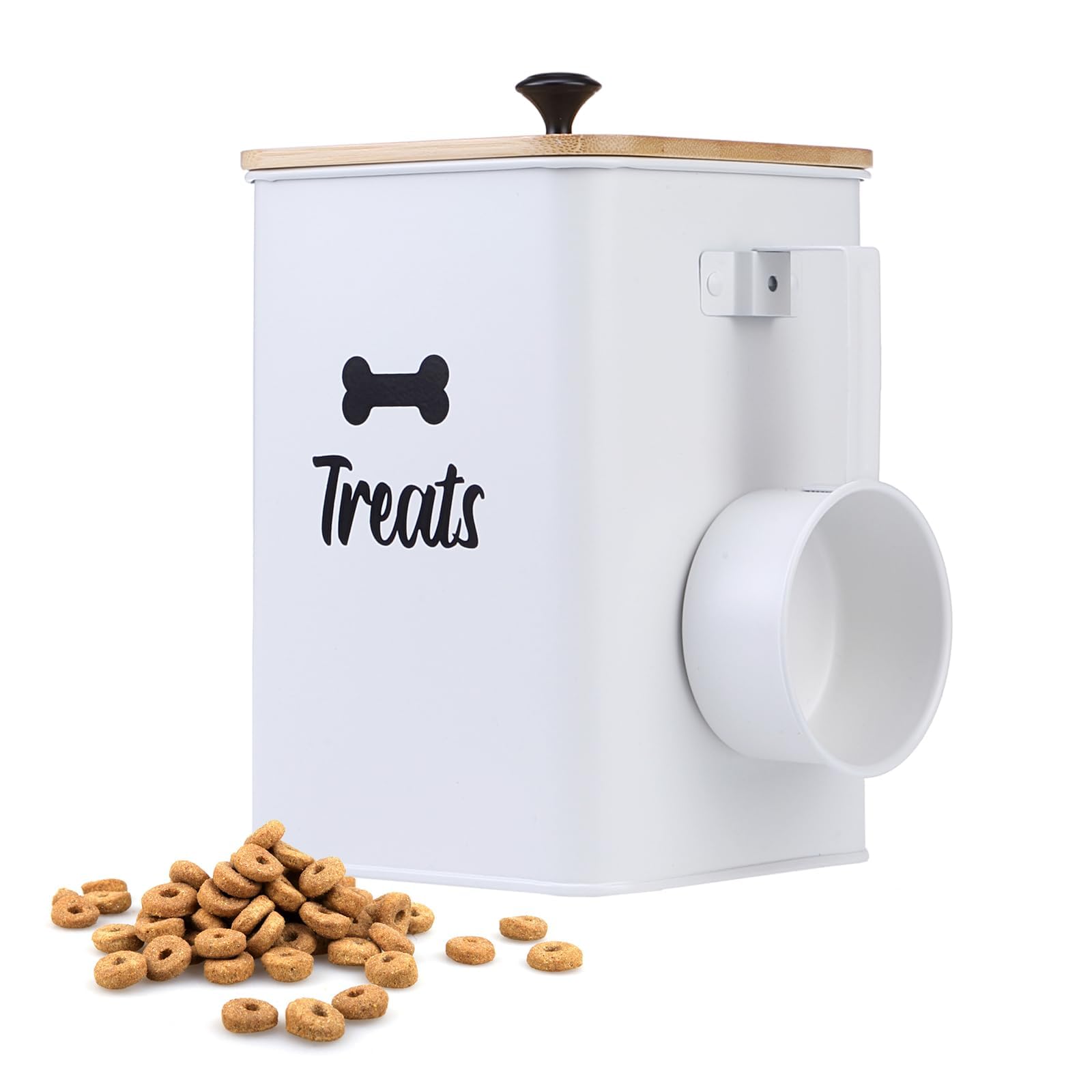 KOOLTAILDog Food Storage Container - with Scoop Set, Steel Sealed Cute Pet Food Treat Storage Bin for Small Dogs, Cats, Food Dry Fresh, Moisture Proof Rust-Proof and Long-Stem Storage Small