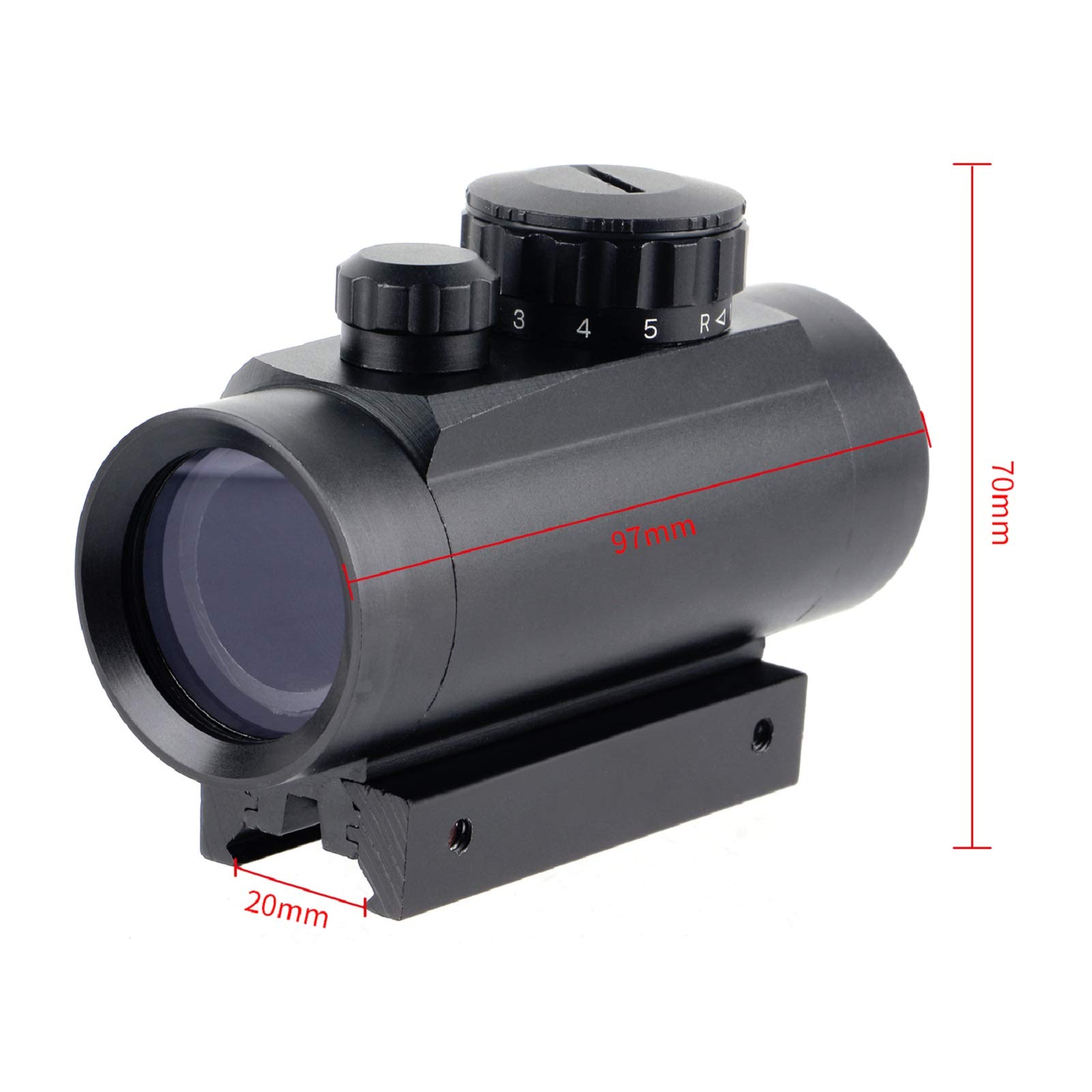 Optics Rot/Grün-Punktvisier 2MOA 1x30mm Beschlagfreies und stoßfestes taktisches beleuchtetes Zielfernrohr für Picatinny 20mm Schienenmontage und 11mm Schwalbenschwanzschienen
