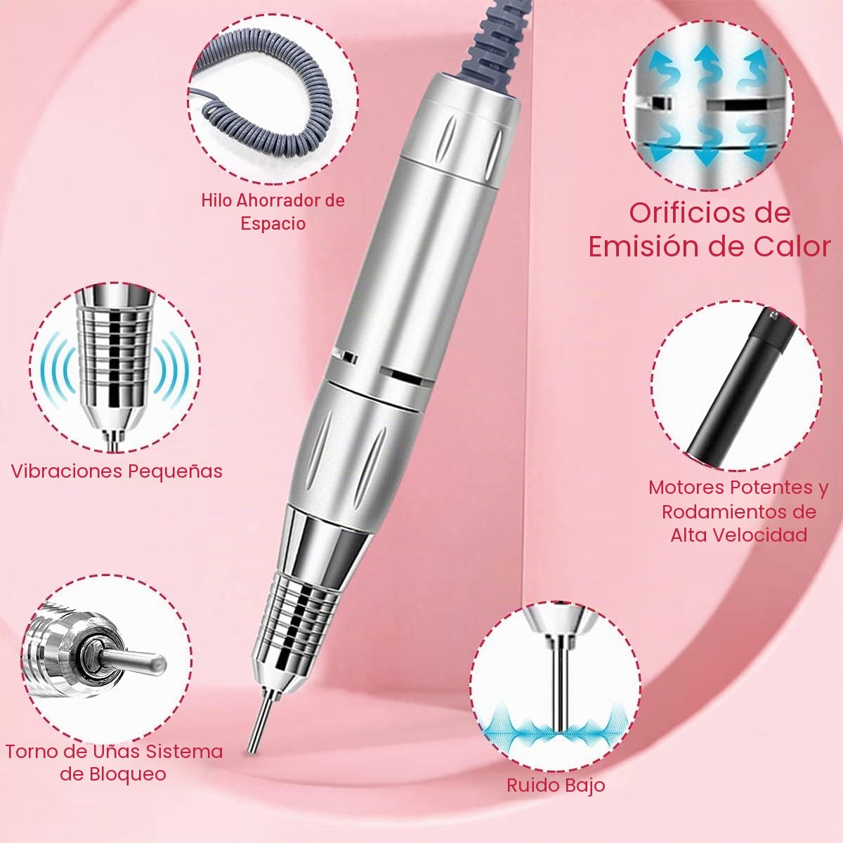Torno de Uñas Profesional 35000RPM,NAILGIRLS 11 en 1 Torno para Uñas Acrilicas,Torno Electrico para Uñas con Pantalla y Pedal,Baja Vibración Torno Profesional para Uñas Tornos para Manicura y Pedicura