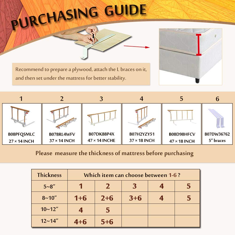 Bed Rails for Elderly Adults Safety Side Assist Rail Slides Under