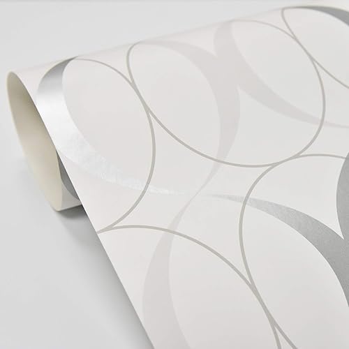 Miniatura 3 de NuWallpaper NU1704 Circulate Light Silver Peel & Stick Papel pintado