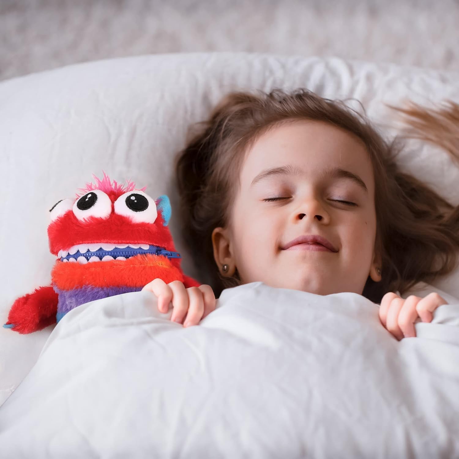 Worry Yummy Mostro Peluche Dell'ansia Con Cerniera – Compagno Morbido Per Bambini, Ragazzi E Ragazze (viola, Taglie Grande E Jumbo Con Clip)