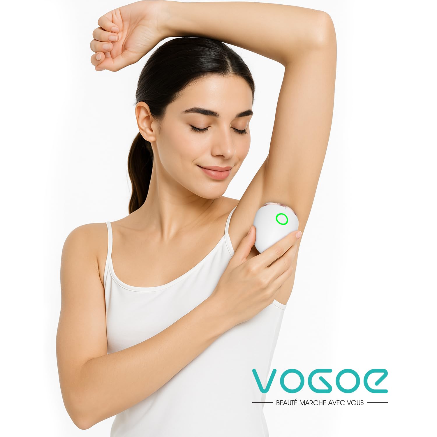 VOGOE Rasoir Electrique Femme - Indolore et Imperméable, Rechargeable, Rasoir Femme Electrique Pour Visage Corps Bras Jambes et Bikini, Tondeuse à poils corporels ES300 (Or)