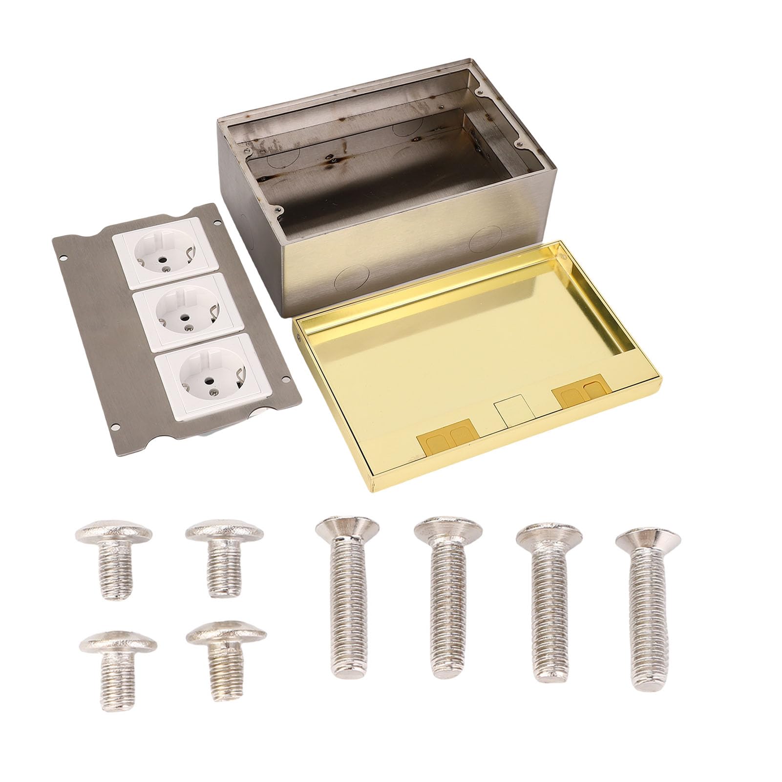 Generic Scatola di Derivazione da Incasso a Pavimento Ritardante L'infiammazione 3 Kit Presa Piatta a Due Fori per Poli 4KW per il Miglioramento Domestico Dorato