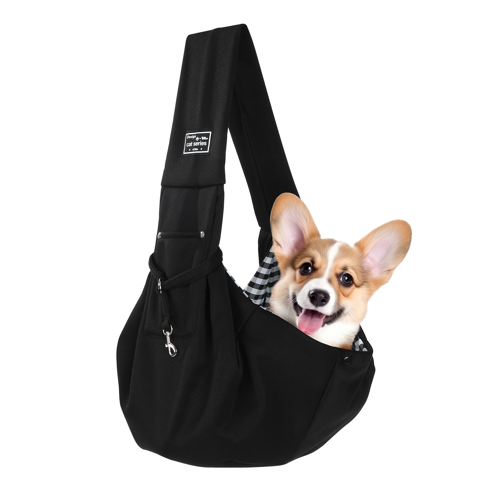 Zuimei Puppy Sling Carrier Hand-Free Small Dog Sling Dogs & Cats Front Carrier Bag For Puppy Outdoor Walking Travel Shopping(Black)