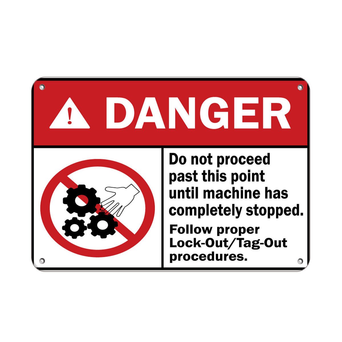 Danger Follow Proper Lock-Out/Tag-Out Avoid Until Stopped Aluminum Metal Sign 7 in x 10 in Custom Warning & Saftey Sign Pre-drilled Holes for Easy mounting