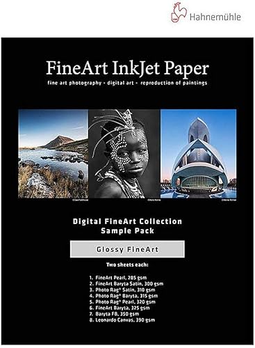 Miniatura 1 de Hahnemuhle Glossy FineArt - Paquete de muestra de papel para inyección de tinta, 13 x 19 pulgadas, DIN A3+, 14 hojas