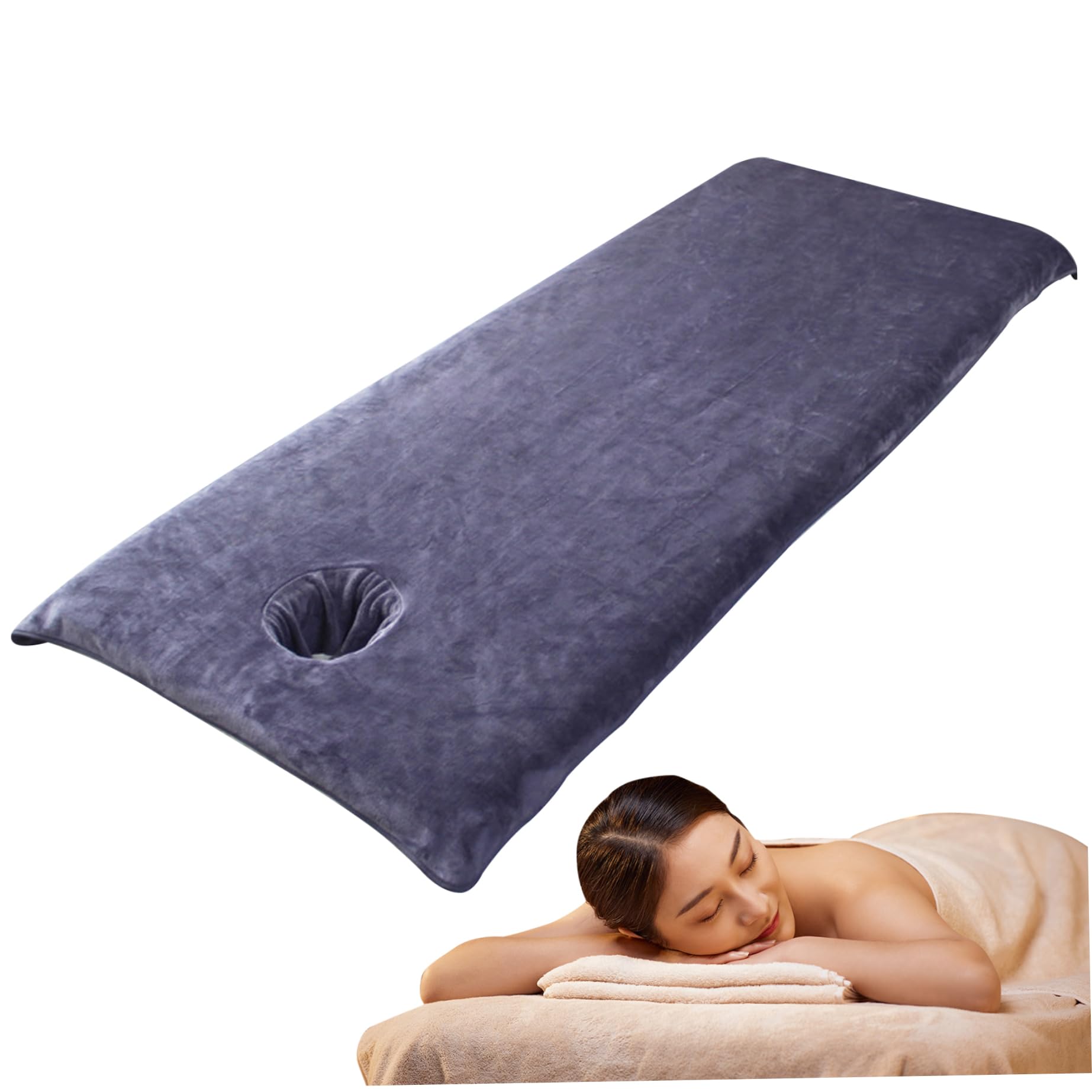 Massage Bed Cover with Face Hole, 32x75 Inch Absorbent Massage Table Cover, Soft Microfiber Massage Sofa Cover, Reusable Beauty Bed Cover, Gray Massage Table Cover with Face Holes-image-39