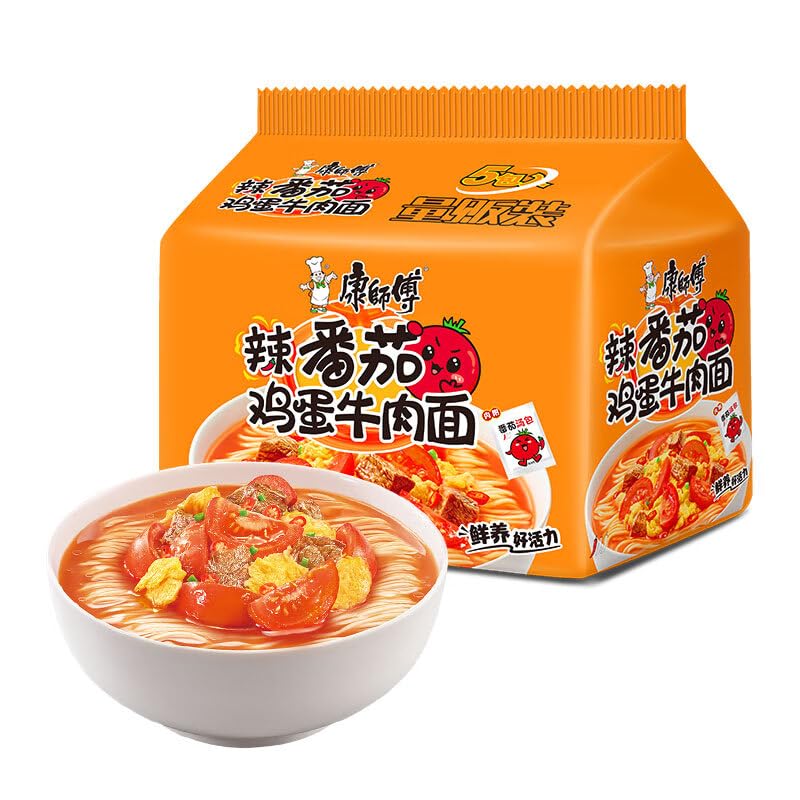 Chinese food Noodles 康师傅 方便面 经典辣番茄面五连包110g*5 泡面 袋装