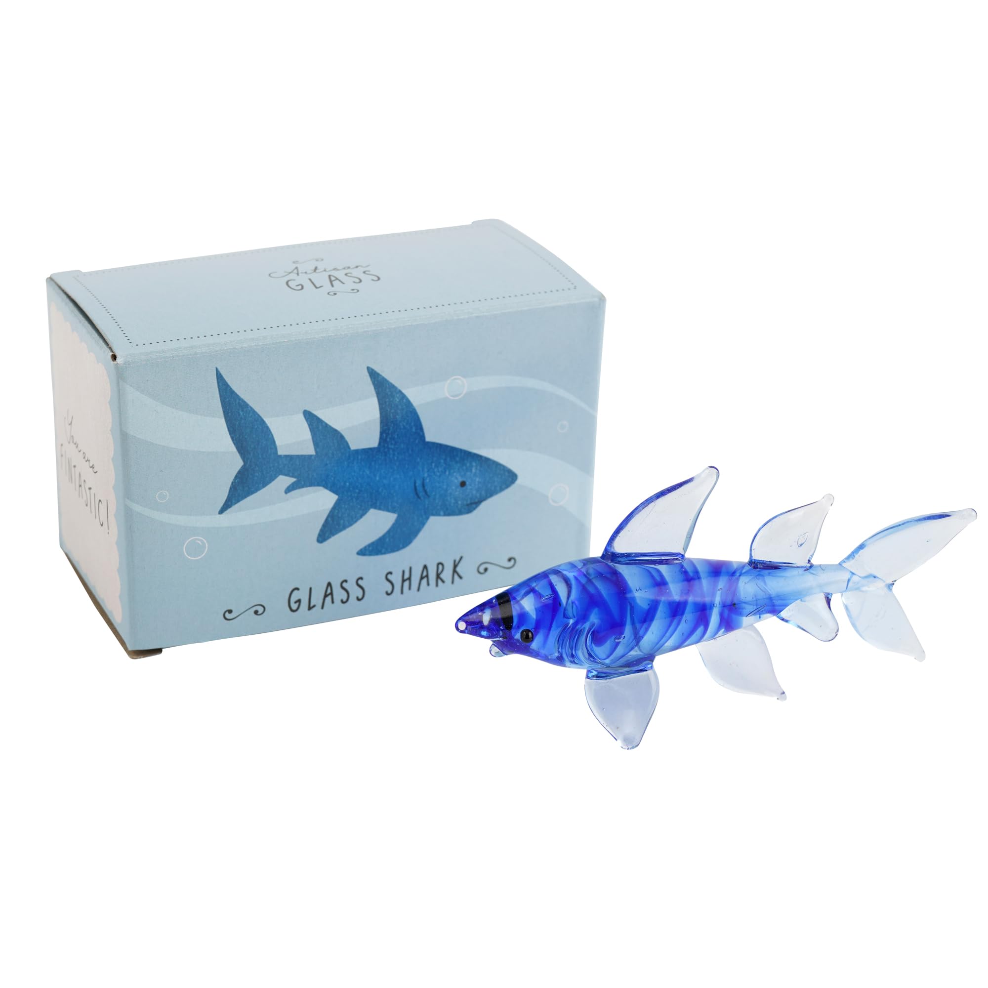 CGB Giftware | Artisan Glass Shark In Gift Box | Glass Animal | Ornament | Collectable | Gift Boxed | Home Decor | Glass Figurine | GB07451