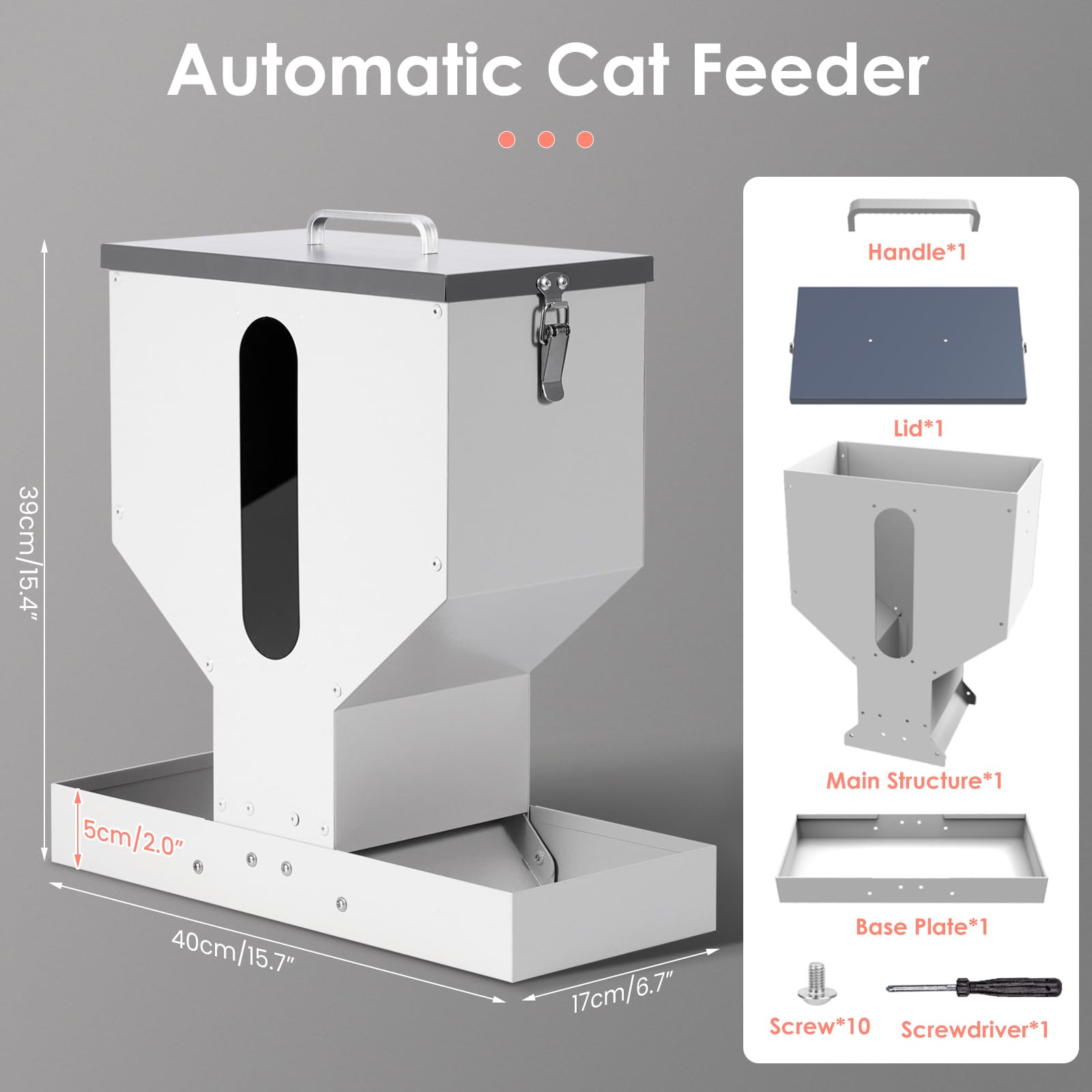 Automatic Cat Feeder 2 Cats - 12L Gravity Dual Cat Feeder Outdoor Pet Feeding Station Auto Dry Food Dispenser for Pet Cat Dogs - image 2