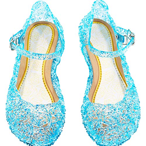Eleasica Fille Haute Qualité Chaussures de Princesse Reine des Neiges Elsa Anna Talon Haute Déguisement Violet Argenté Bleu Doux Halloween Noël Anniversaire Carnaval Cosplay Cover