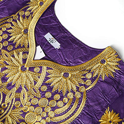 HD African Bazin Riche Woman Rhinestone Long Dress Lace Patchwork Maxi Dresses with Headwrap3