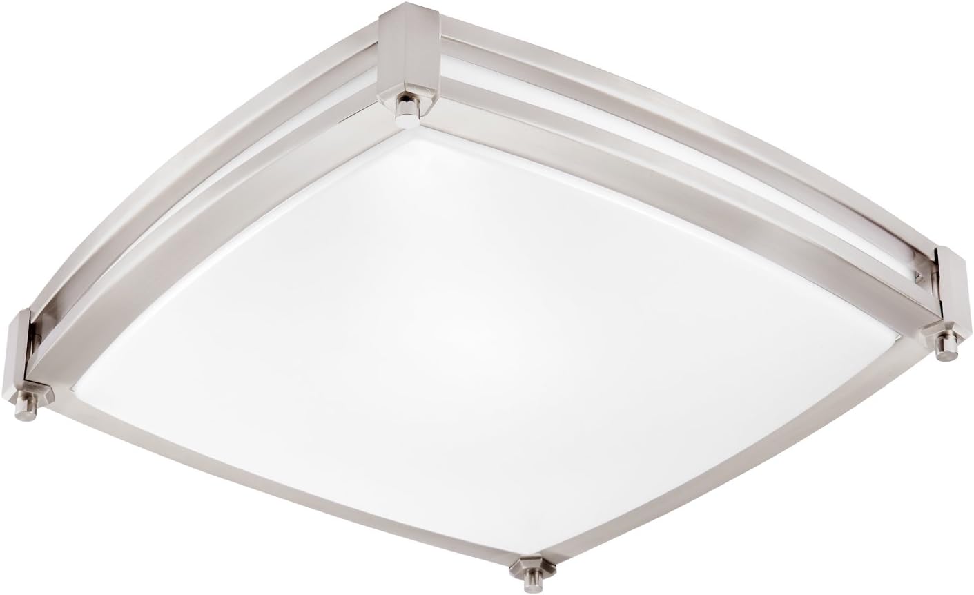 GetInLight LED Flush Mount Ceiling Light, 16-Inch, 25W(125W Equivalent), Brushed Nickel Finish, 4000K(Bright White), Dimmable, Square, Dry Location Rated, ETL Listed, IN-0317-3-SN-40
