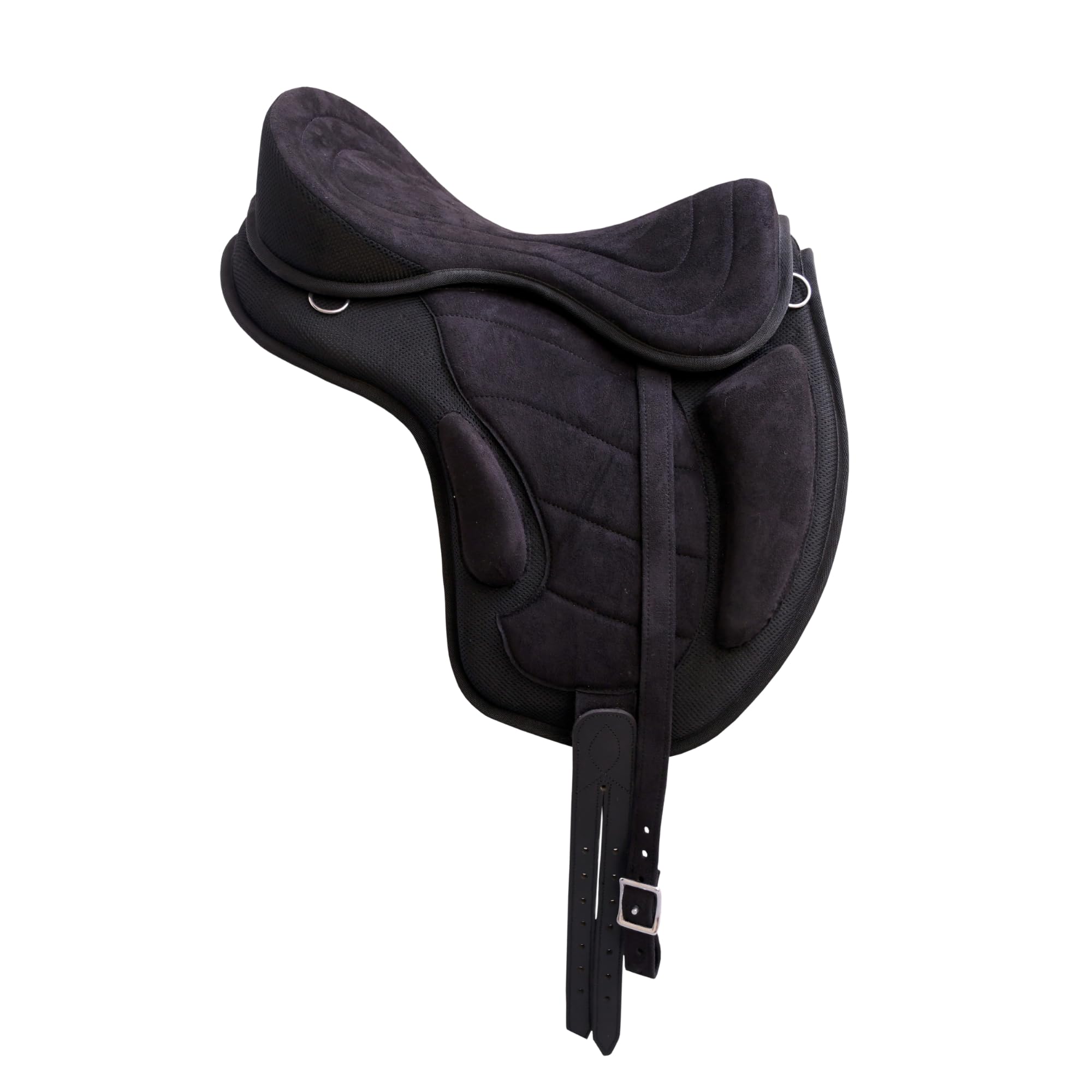 THKtack Synthetic Treeless Freemax saddle | 17 Inch | Lightweight Flexible Horse Riding Saddle | Bareback Style Saddle for Trail, Endurance & Everyday Riding Including Girth | Black & Brown (Black)