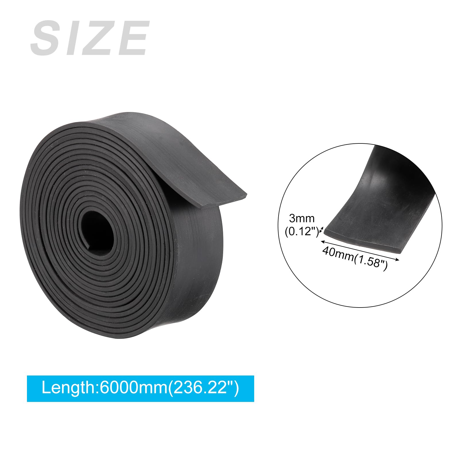 METALLIXITY Solid Rubber Strips (236.22" L x 1.57" W x 0.12" T) 1Pcs, Rubber Neoprene Sheet Rolls - Image 2