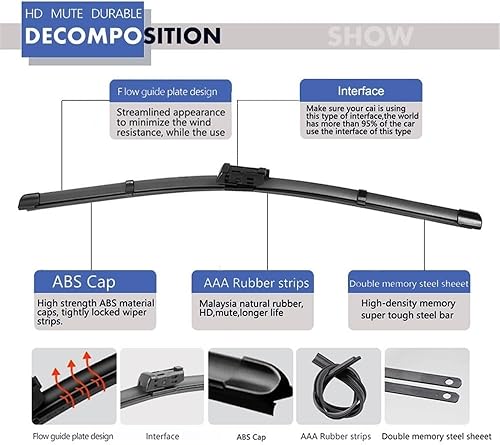 Miniatura 6 de Compatible con VW Volkswagen Golf 5 V 1K MK5 2003-2009 Rabbit GTI R32 LHD RHD RHD limpiaparabrisas delantero y trasero, accesorios de coche (color