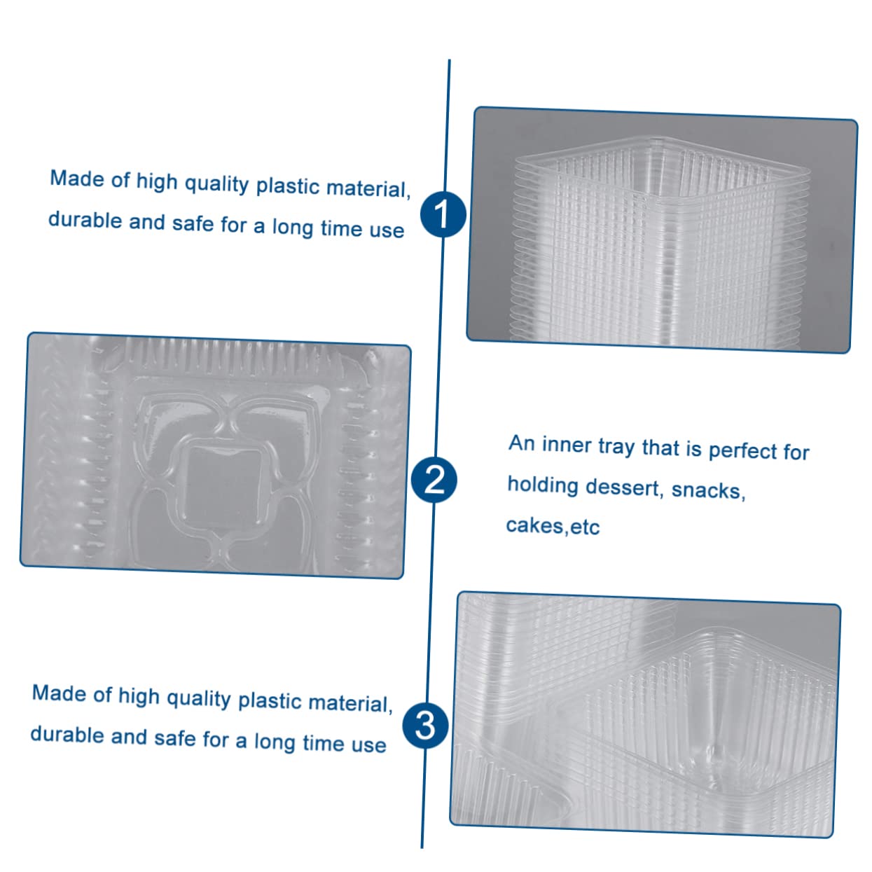 OUNONA 200 Pcs Plastic Blister Tray Transparent Inner Trays for Green Bean Cake Dessert and Snack Storage