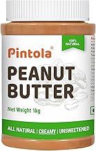 Pintola All Natural Peanut Butter Creamy 1kg | Smooth | Unsweetened | 30g Protein | Gluten & Cholesterol Free, Vegan Peanut Butter, Nut Butter, High in Protein Spread, 100% Pure Roasted peanuts butter