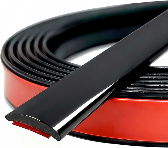 Universal Glossy Black Body Side Molding Trim, Self Adhesive Protection for Cars/Trucks/Vans Body Door Window Bumper and More, W:1inch; L:20Feet