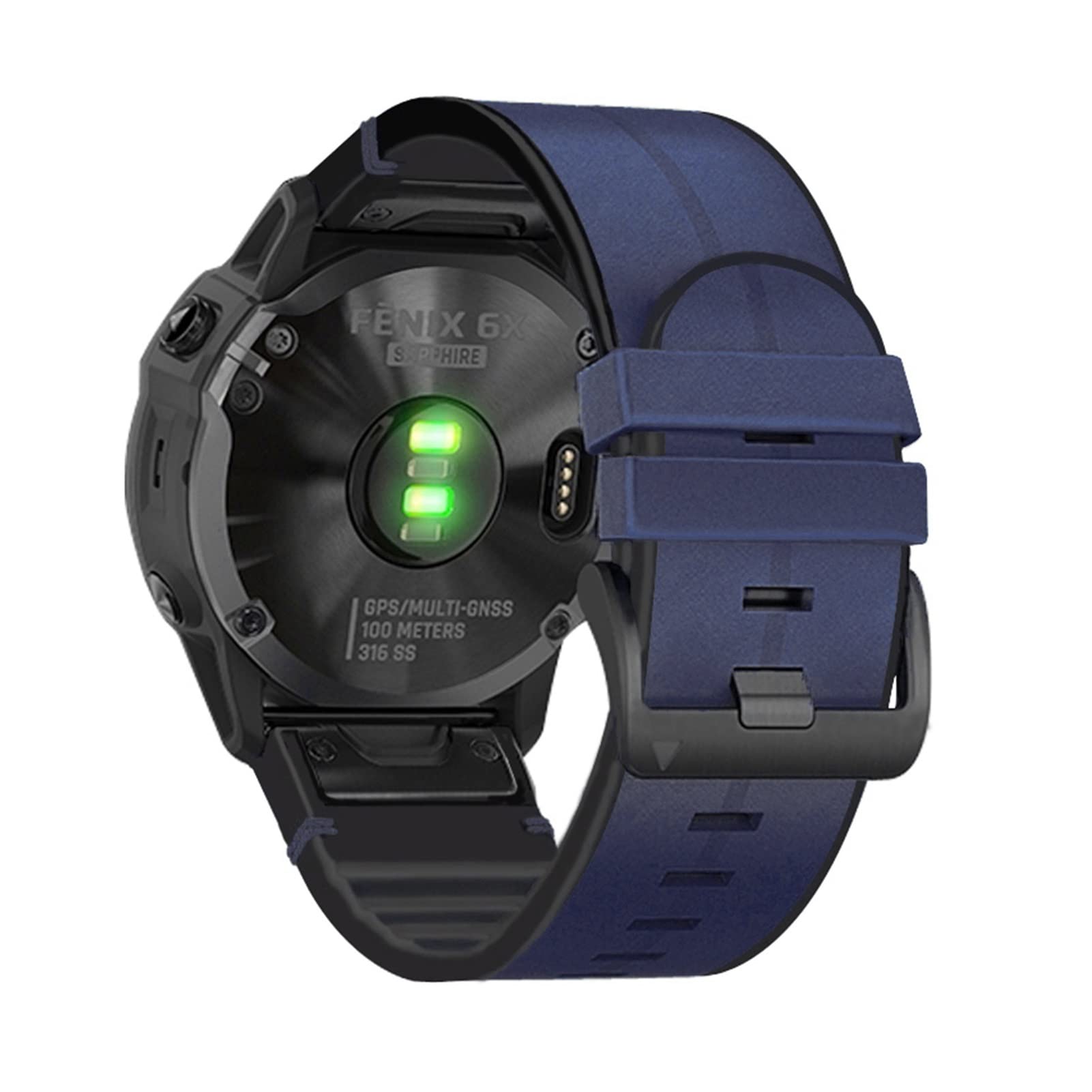 Bracelet 22mm pour Garmin Fenix 7 et 6 Pro en silicone bleu minuit anti-rupture