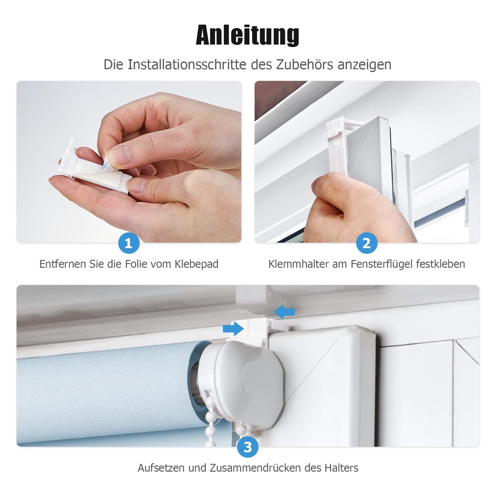 4 PCS Easy Installation Clamp Holder No Drilling Adjustable Bracket Roller Blind Replacement For Roller Blinds