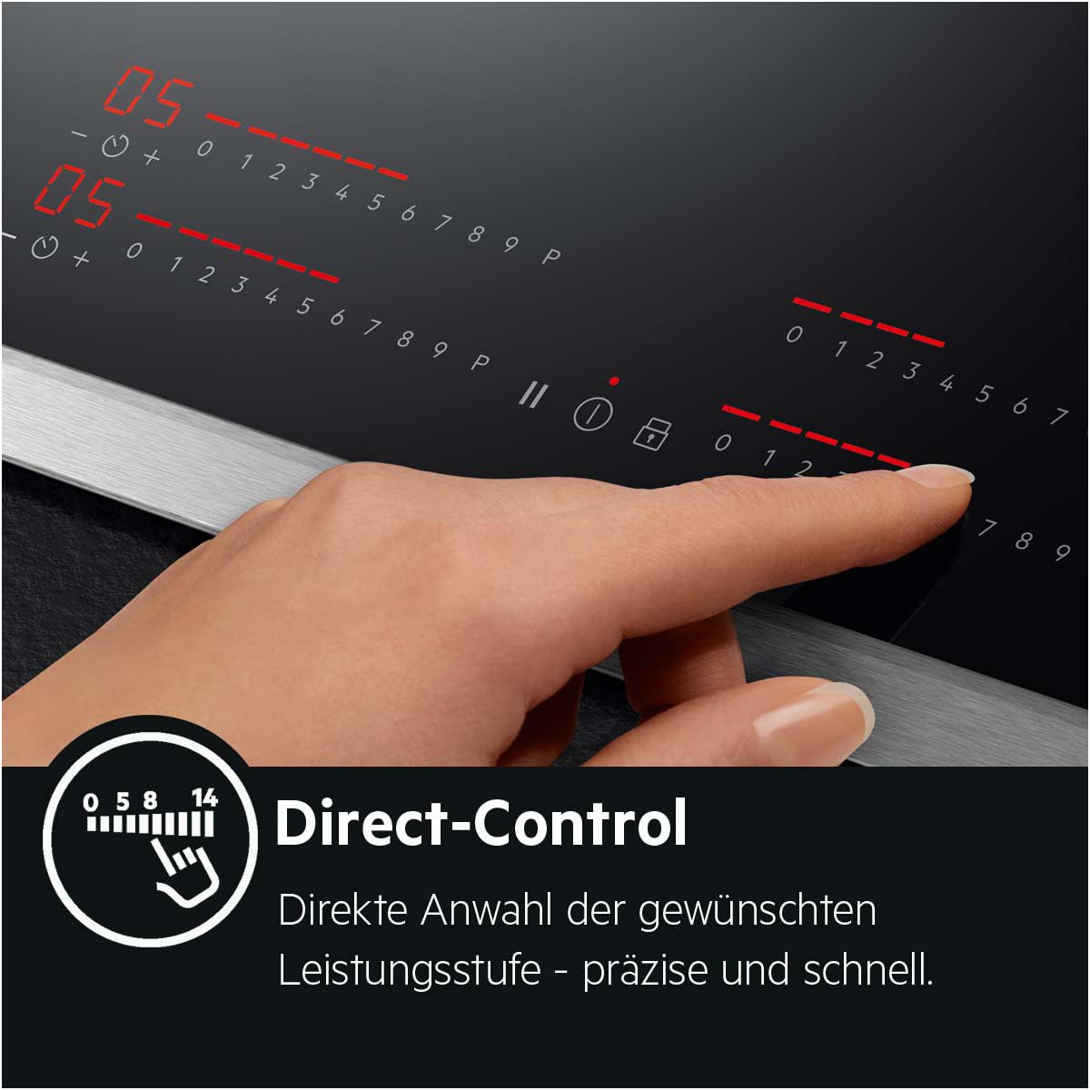 AEG Induktionskochfeld autark 90cm – Made in Germany – 5 Flex-Zonen mit 2x Bridge-Kombination 2er Zonen – Powerfunktion – SuperFlat Rahmen – DirectSlider – kompatibel mit Haubenautom – TK95IN08UB