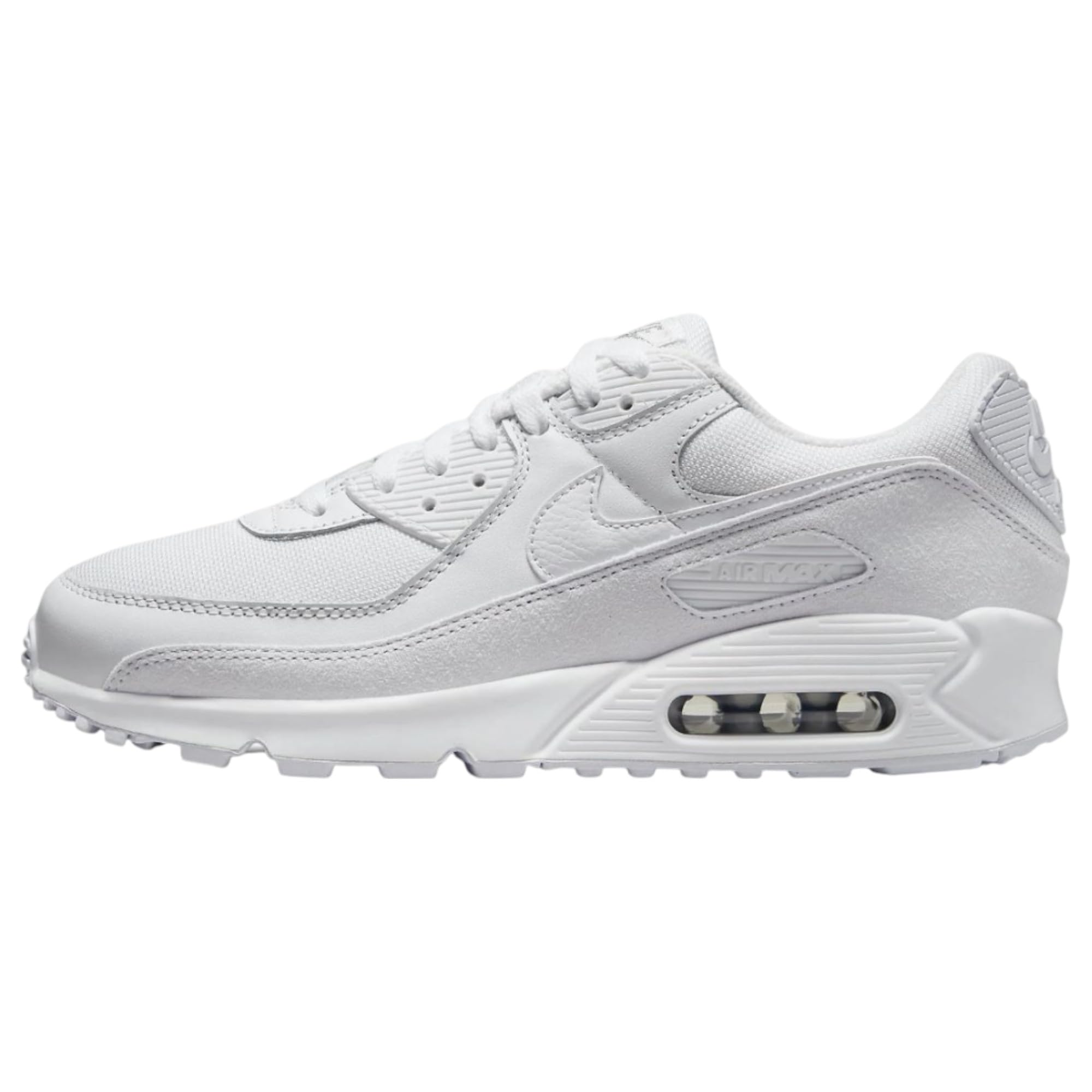 Air Max 90 DQ4071 101 Men's Fashion Shoes, White/White-Metallic Silver, 7 UK