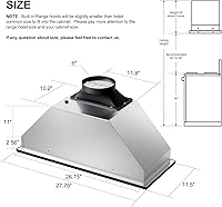 Vista 6 de BRANO Inserto de campana extractora de 30 pulgadas, 900 CFM con control de voz/gestos/táctil, ventilación de campana de cocina integrada