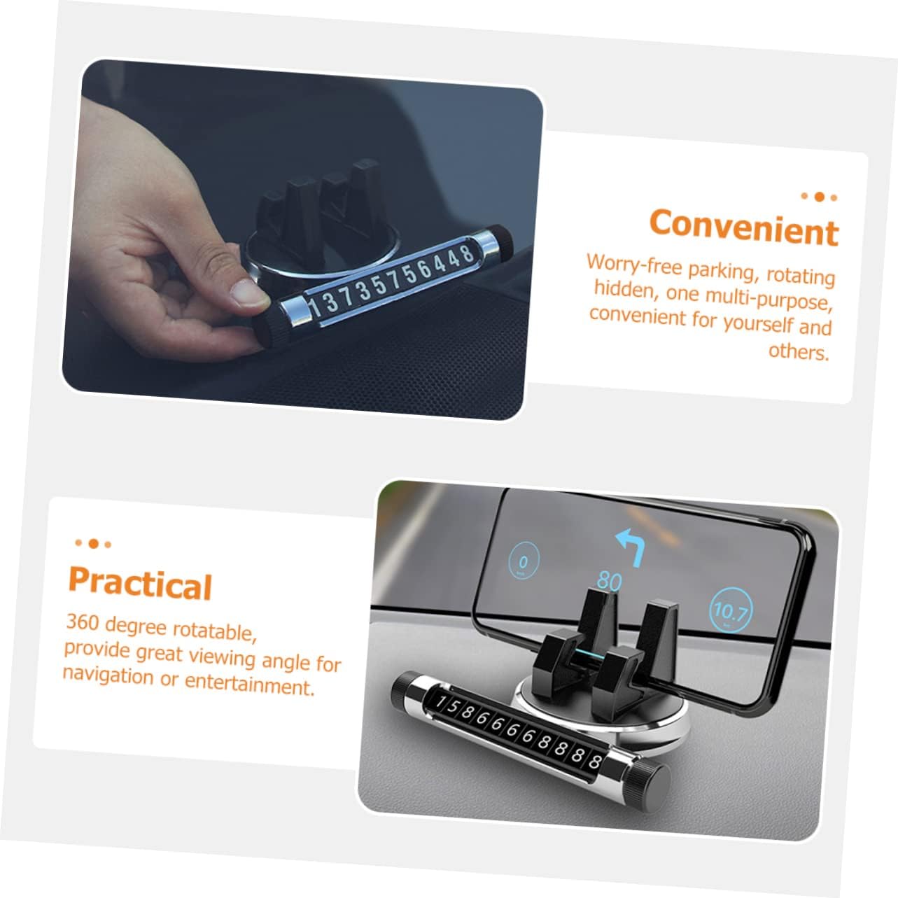 MAGICLULU Car Temporary Parking Card Rotatable Phone Holder for Car Use image 3
